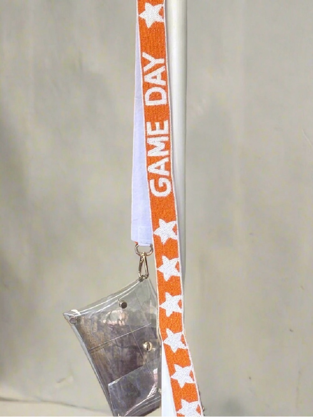 GAME DAY Orange and White Beaded Purse Strap